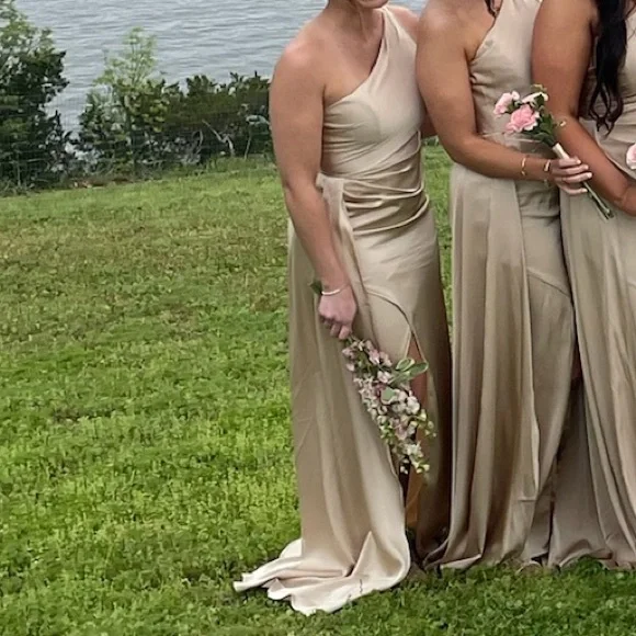 sachin and babi light blue dress A Line Satin Bridesmaid Dresses Azazie Maive Ready To Ship Champagne  Stretch Satin Bridesmaid Dresses Azazie